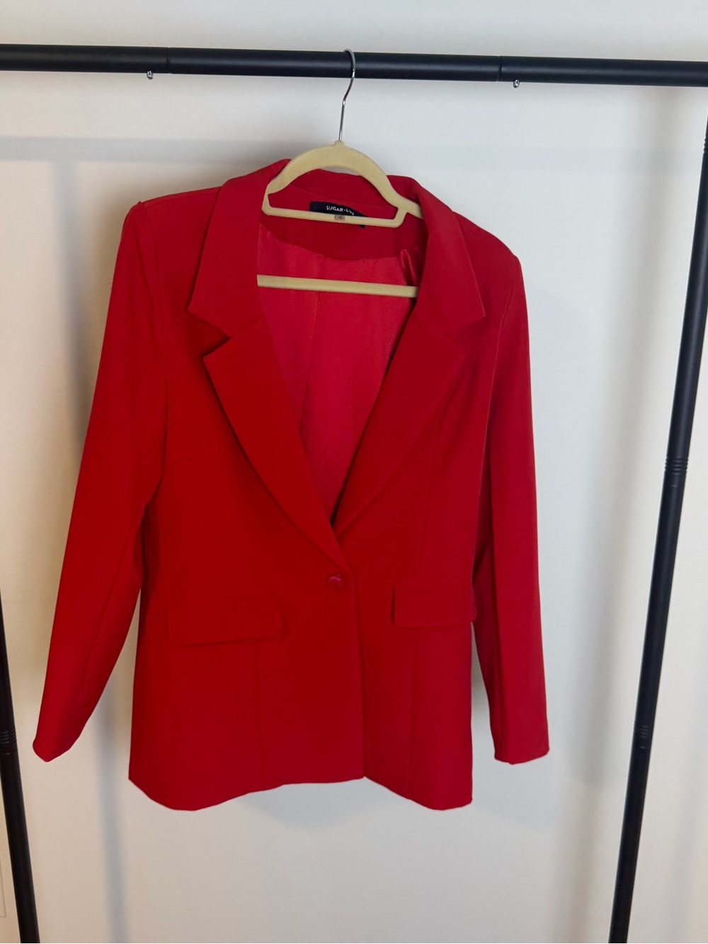 Classic Red Women's Blazer - Tailored Single-Button Jacket